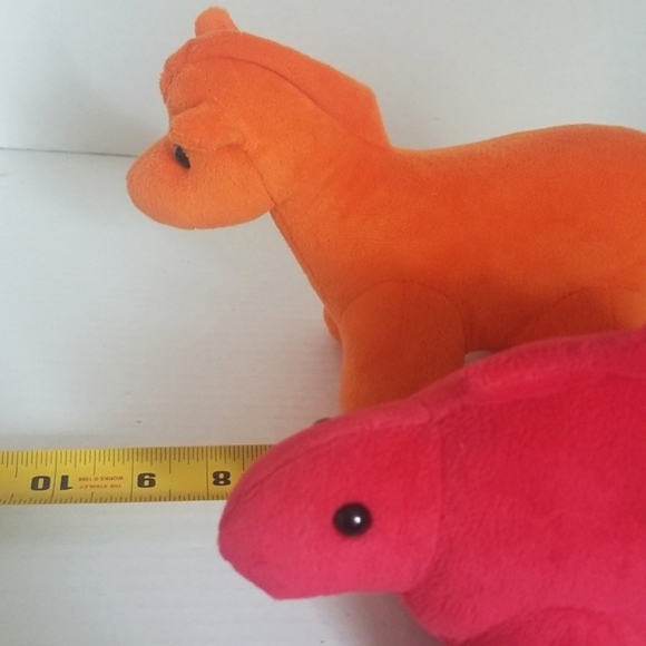 Manhattan Toy Company Jellybeans Orange Horse & Red Stegosaurus Plush Toys - Picture 7 of 7